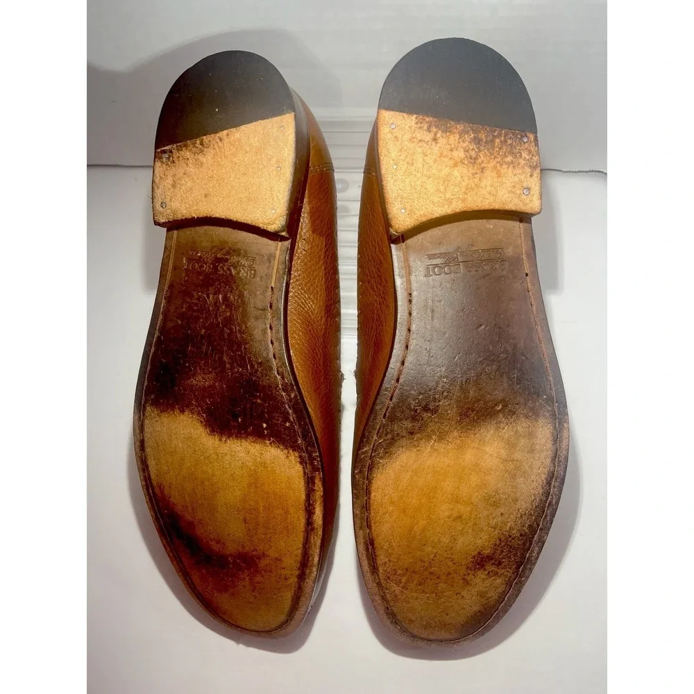 Brass Boot Walking Gloves Brown Woven Tassel Loafers Men's 11.5M Leather Slip On